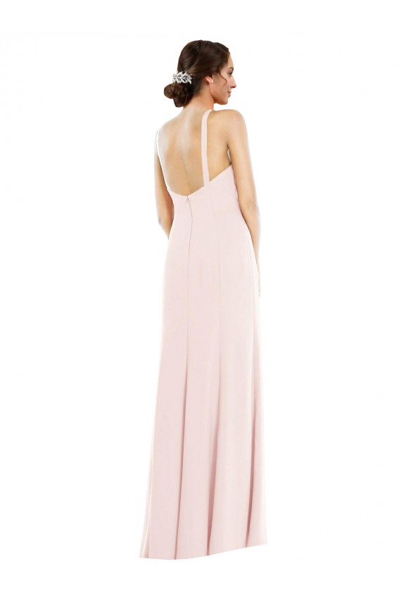 Rose Trompette Licou Crêpe Stretch Longue Formelles Robes demoiselle d'honneur / Robes de soirée / Robes de bal Outlet