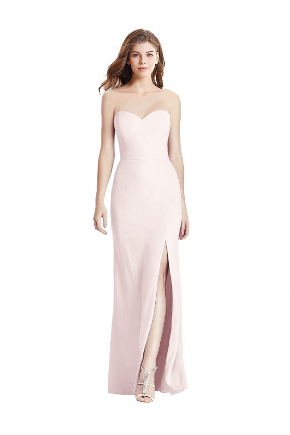 Rose Trompette Sans bretelle Crêpe Stretch Longue Robes demoiselle d'honneur / Robes de bal Outlet