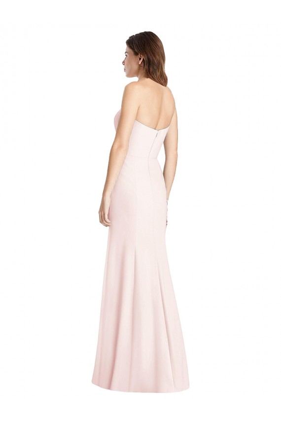 Rose Trompette Sans bretelle Crêpe Stretch Longue Robes demoiselle d'honneur / Robes de bal Outlet