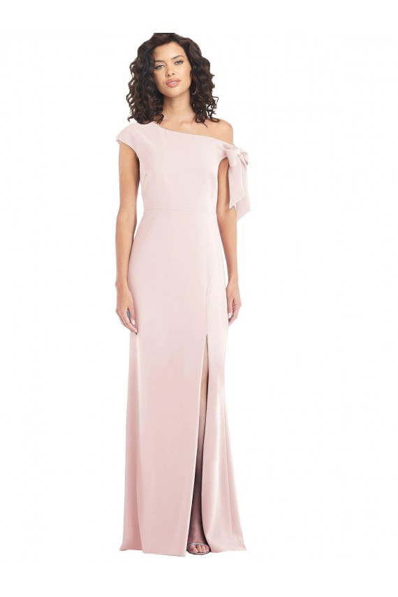 Rose Trompette Épaule Dénudée Crêpe Stretch Longue Formelles Robes demoiselle d'honneur / Robes de soirée / Robes de bal Outlet