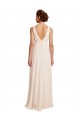 Rose crème Trapèze Bateau Col Haut Mousseline Longue Robes demoiselle d'honneur Outlet