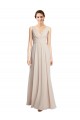 Rose crème Trapèze Col V Mousseline Longue Robes demoiselle d'honneur Outlet