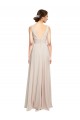 Rose crème Trapèze Col V Mousseline Longue Robes demoiselle d'honneur Outlet