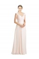 Rose crème Trapèze Mousseline Dentelle Longue Robes demoiselle d'honneur Outlet