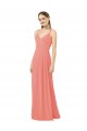 Rose du Désert Fourreau Col V Mousseline Longue Robes demoiselle d'honneur Outlet