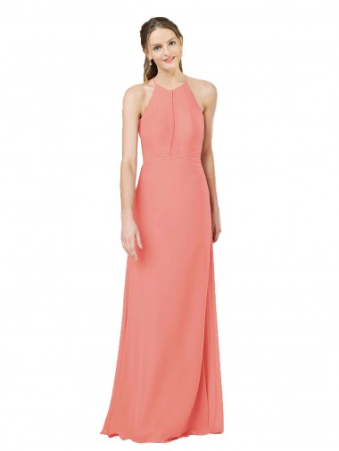 Rose du Désert Fourreau Licou Mousseline Longue Robes demoiselle d'honneur Pas Chre
