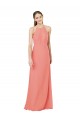 Rose du Désert Fourreau Licou Mousseline Longue Robes demoiselle d'honneur Outlet