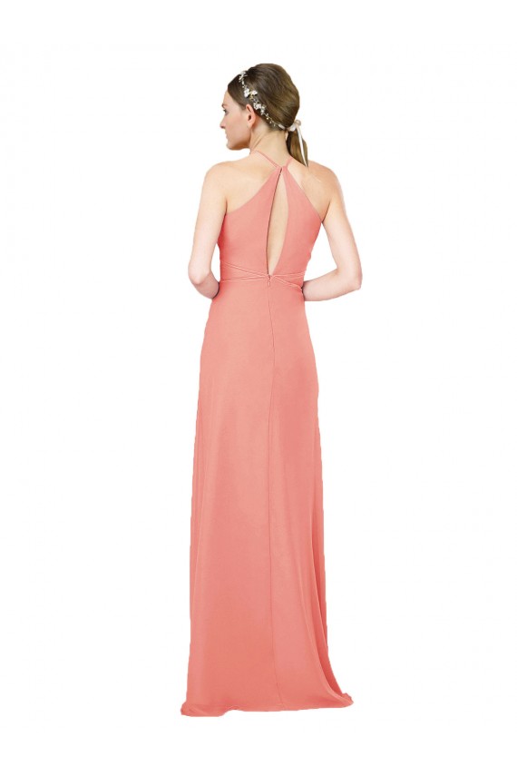 Rose du Désert Fourreau Licou Mousseline Longue Robes demoiselle d'honneur Outlet