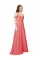 Rose du Désert Trapèze Épaule Dénudée Mousseline Longue Robes demoiselle d'honneur Outlet