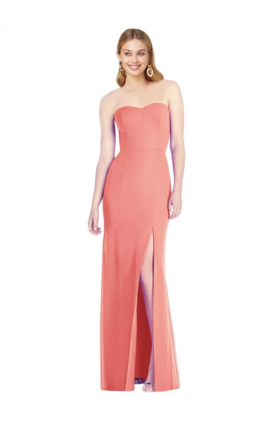 Rose du Désert Trompette Sans bretelle Mousseline Longue Robes demoiselle d'honneur Outlet