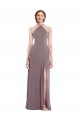 Rose poudré Trapèze Licou Mousseline Longue Formelles Robes demoiselle d'honneur / Robes de soirée Outlet