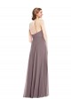 Rose poudré Trapèze Licou Mousseline Longue Formelles Robes demoiselle d'honneur / Robes de soirée Outlet