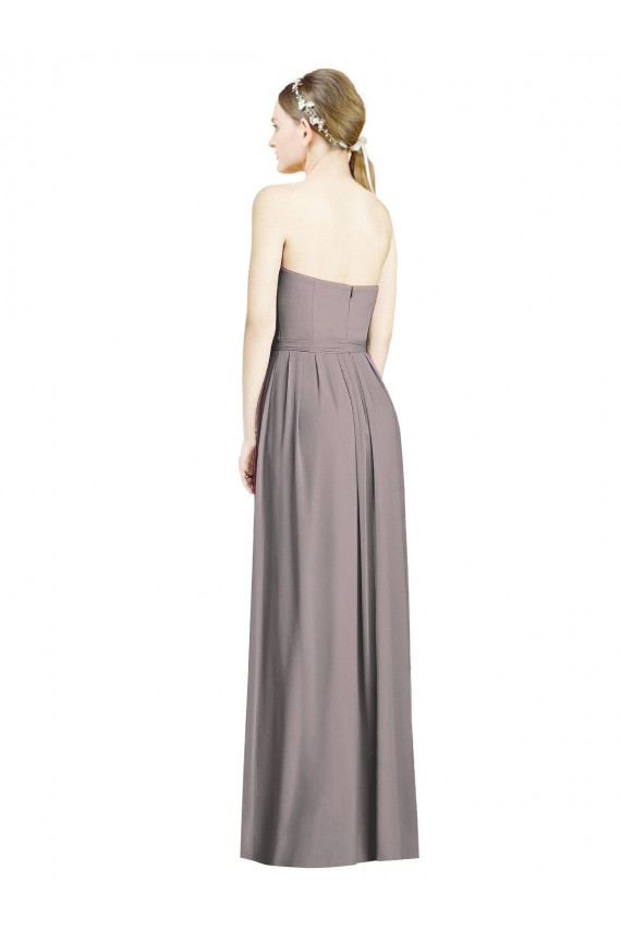 Rose poudré Trapèze Mousseline Longue Robes demoiselle d'honneur Outlet