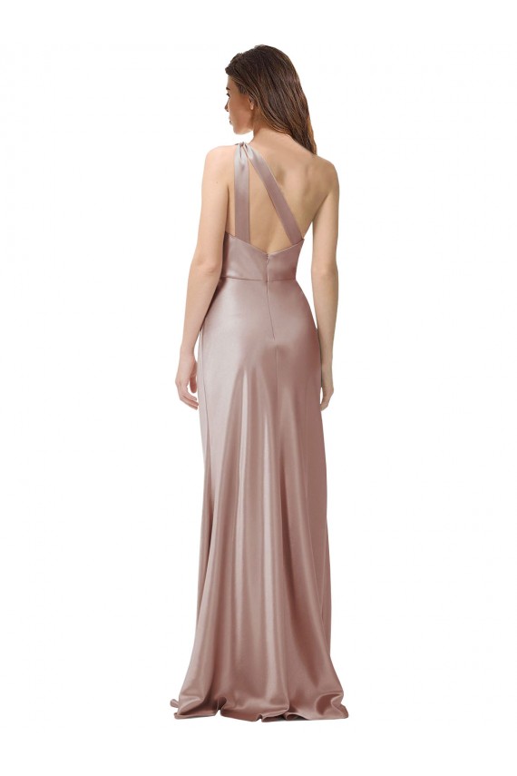 Rose poussiéreux Fourreau Satiné Stretch Longue Formelles Robes demoiselle d'honneur / Robes de soirée / Robes de bal Outlet