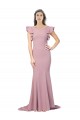 Rose poussiéreux Sirène Col rond Balayage train Crêpe Stretch Longue Formelles Robes demoiselle d'honneur / Robes de soirée / Robes de bal Outlet
