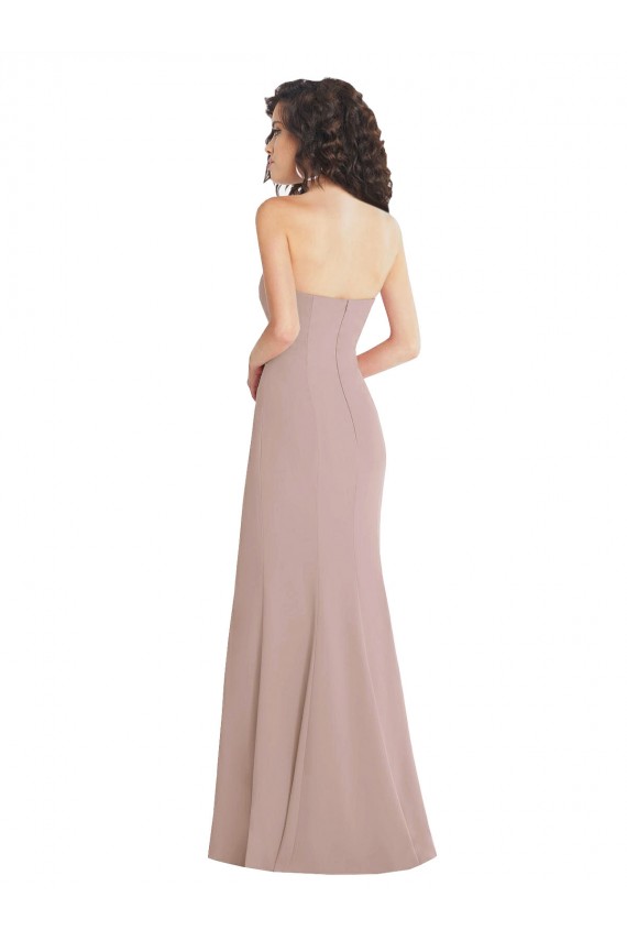 Rose poussiéreux Sirène Sans bretelle Crêpe Stretch Longue Formelles Robes demoiselle d'honneur / Robes de soirée / Robes de bal Outlet