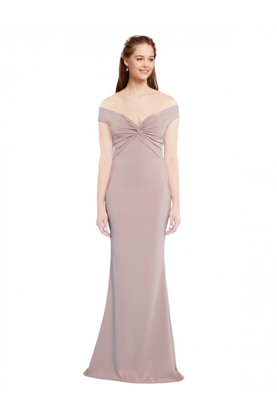 Rose poussiéreux Sirène Épaule Dénudée Col V Crêpe Stretch Longue Formelles Robes demoiselle d'honneur / Robes de soirée / Robes de bal Outlet