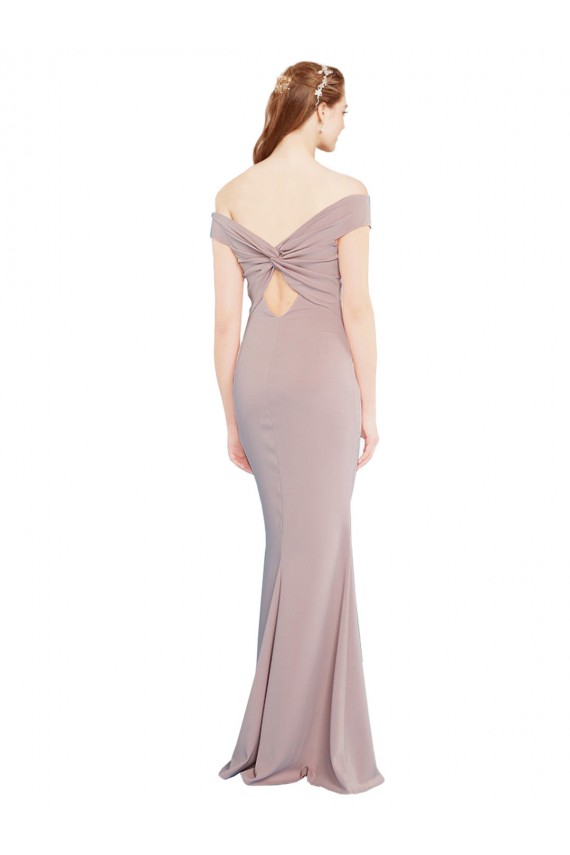 Rose poussiéreux Sirène Épaule Dénudée Col V Crêpe Stretch Longue Formelles Robes demoiselle d'honneur / Robes de soirée / Robes de bal Outlet