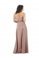 Rose poussiéreux Trapèze Col V Satiné Soyeux Longue Formelles Robes demoiselle d'honneur / Robes de soirée Outlet