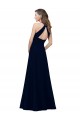 Rose poussiéreux Trapèze Col bijou Col Haut Crêpe Stretch Longue Robes demoiselle d'honneur / Robes de bal Outlet