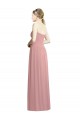 Rose poussiéreux Trapèze Sans bretelle Mousseline Longue Formelles Robes demoiselle d'honneur / Robes de soirée Outlet