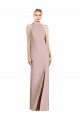 Rose poussiéreux Trompette Licou Crêpe Stretch Longue Robes demoiselle d'honneur Outlet