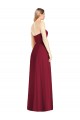 Rose vif Trompette Col V Sans bretelle Mousseline Longue Robes demoiselle d'honneur Outlet