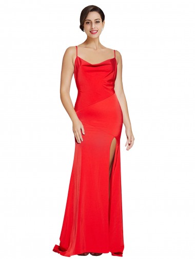 Rouge Fourreau Sans bretelle Satiné Stretch Longue Formelles Robes demoiselle d'honneur / Robes de soirée / Robes de bal Pas Chre