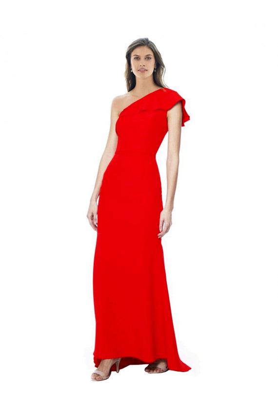Rouge Sirène Col Haut Crêpe Stretch Longue Formelles Robes demoiselle d'honneur / Robes de soirée / Robes de bal Outlet