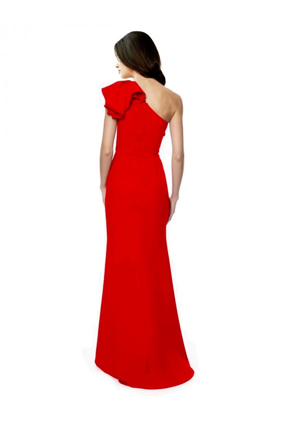 Rouge Sirène Col Haut Crêpe Stretch Longue Formelles Robes demoiselle d'honneur / Robes de soirée / Robes de bal Outlet