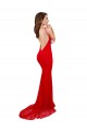 Rouge Sirène Col Haut Dentelle Longue Formelles Robes demoiselle d'honneur / Robes de soirée / Robes de bal Outlet