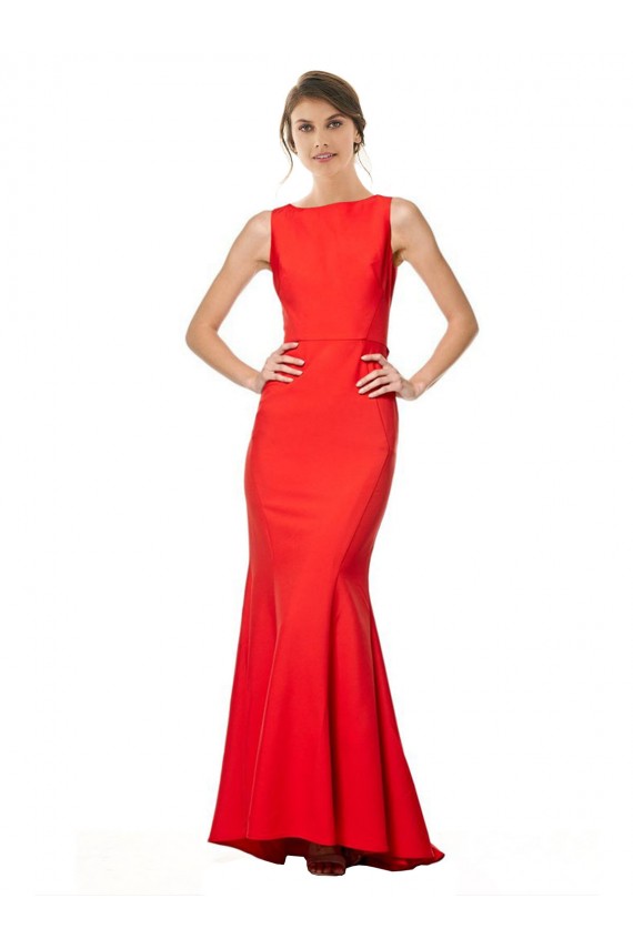 Rouge Sirène Licou Col Haut Crêpe Stretch Longue Formelles Robes demoiselle d'honneur / Robes de soirée / Robes de bal Outlet