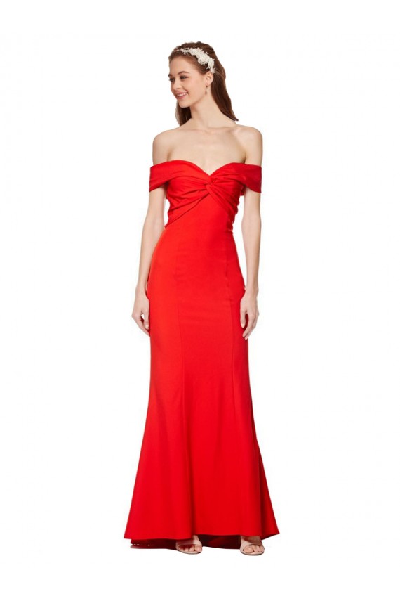 Rouge Sirène Épaule Dénudée Crêpe Stretch Longue Formelles Robes demoiselle d'honneur / Robes de soirée / Robes de bal Outlet