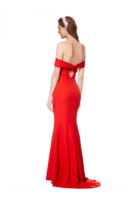 Rouge Sirène Épaule Dénudée Crêpe Stretch Longue Formelles Robes demoiselle d'honneur / Robes de soirée / Robes de bal Outlet