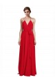 Rouge Trapèze Bretelles spaghetti Col V Mousseline Longue Robes demoiselle d'honneur Outlet