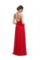 Rouge Trapèze Bretelles spaghetti Col V Mousseline Longue Robes demoiselle d'honneur Outlet