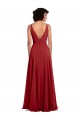 Rouge Trapèze Col V Mousseline Longue Robes demoiselle d'honneur Outlet