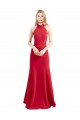 Rouge Trapèze Licou Col Haut Crêpe Stretch Longue Formelles Robes demoiselle d'honneur / Robes de soirée / Robes de bal Outlet
