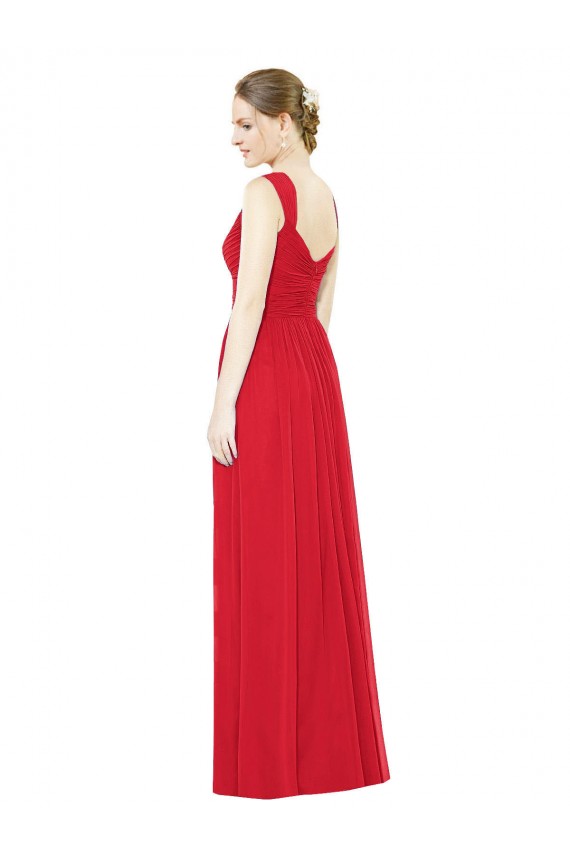 Rouge Trapèze Mousseline Longue Robes demoiselle d'honneur Outlet