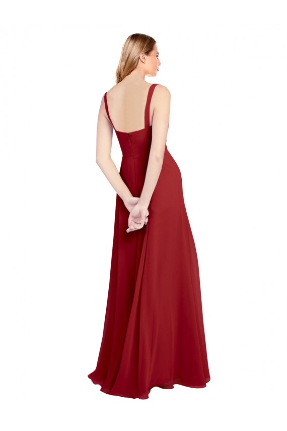 Rouge Trapèze Mousseline Longue Robes demoiselle d'honneur Outlet