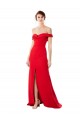 Rouge Trapèze Épaule Dénudée Crêpe Stretch Longue Formelles Robes demoiselle d'honneur / Robes de soirée / Robes de bal Outlet