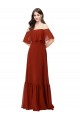 Rouge Trapèze Épaule Dénudée Mousseline Longue Robes demoiselle d'honneur Outlet