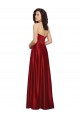 Rouge foncé Trapèze Sans bretelle Satiné Longue Robes demoiselle d'honneur / Robes de bal Outlet