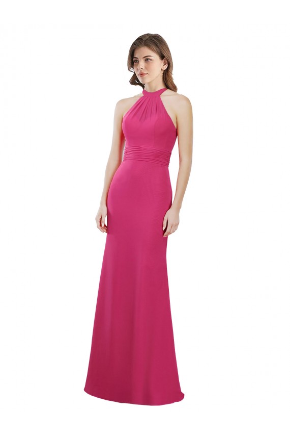 Rubis Trapèze Licou Mousseline Longue Robes demoiselle d'honneur Outlet