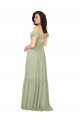 Safran Trapèze Col V Mousseline Longue Robes demoiselle d'honneur Outlet
