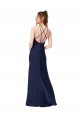 Saphir Fourreau Col Haut Satiné Soyeux Longue Formelles Robes demoiselle d'honneur / Robes de soirée / Robes de bal Outlet