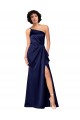 Saphir Trapèze Satiné Soyeux Longue Formelles Robes demoiselle d'honneur / Robes de soirée / Robes de bal Outlet