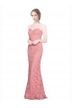 Saumon Sirène Sans bretelle Dentelle Longue Robes demoiselle d'honneur / Robes de bal Outlet