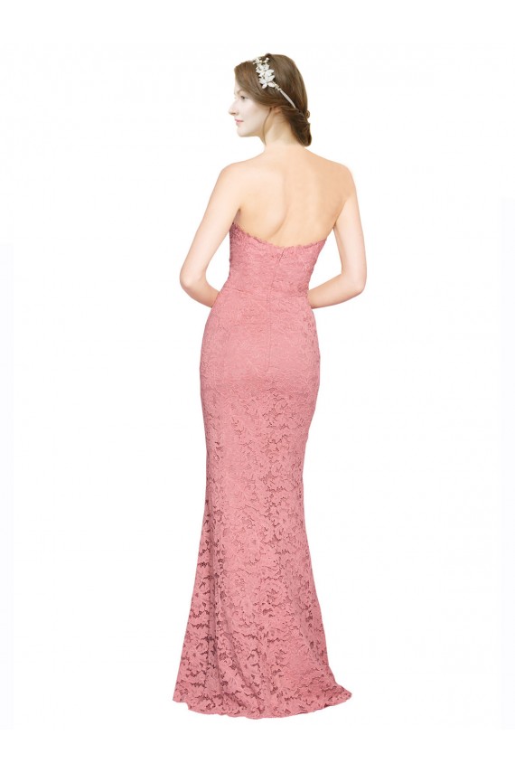 Saumon Sirène Sans bretelle Dentelle Longue Robes demoiselle d'honneur / Robes de bal Outlet