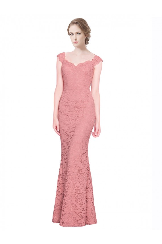 Saumon Sirène Sans bretelle Dentelle Longue Robes demoiselle d'honneur / Robes de bal Outlet